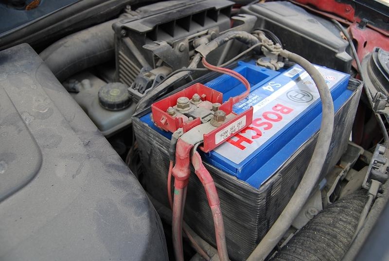 car battery in car